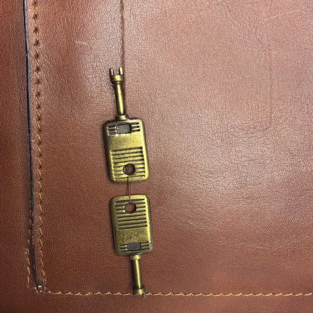 Stebco Top Grain Leather Briefcase Attaché Messenger Bag 2 Brass Keys Brown New